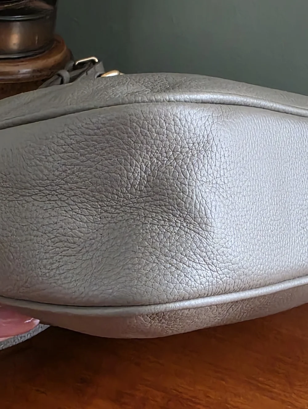 Sam Edelman Loraine Horsebit Taupe Pebbled Leather Camera Crossbody Bag